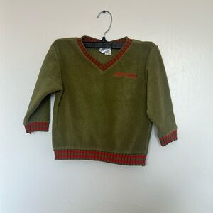 Old Bavy fleece sweater kids size 3T color green and orange cozy